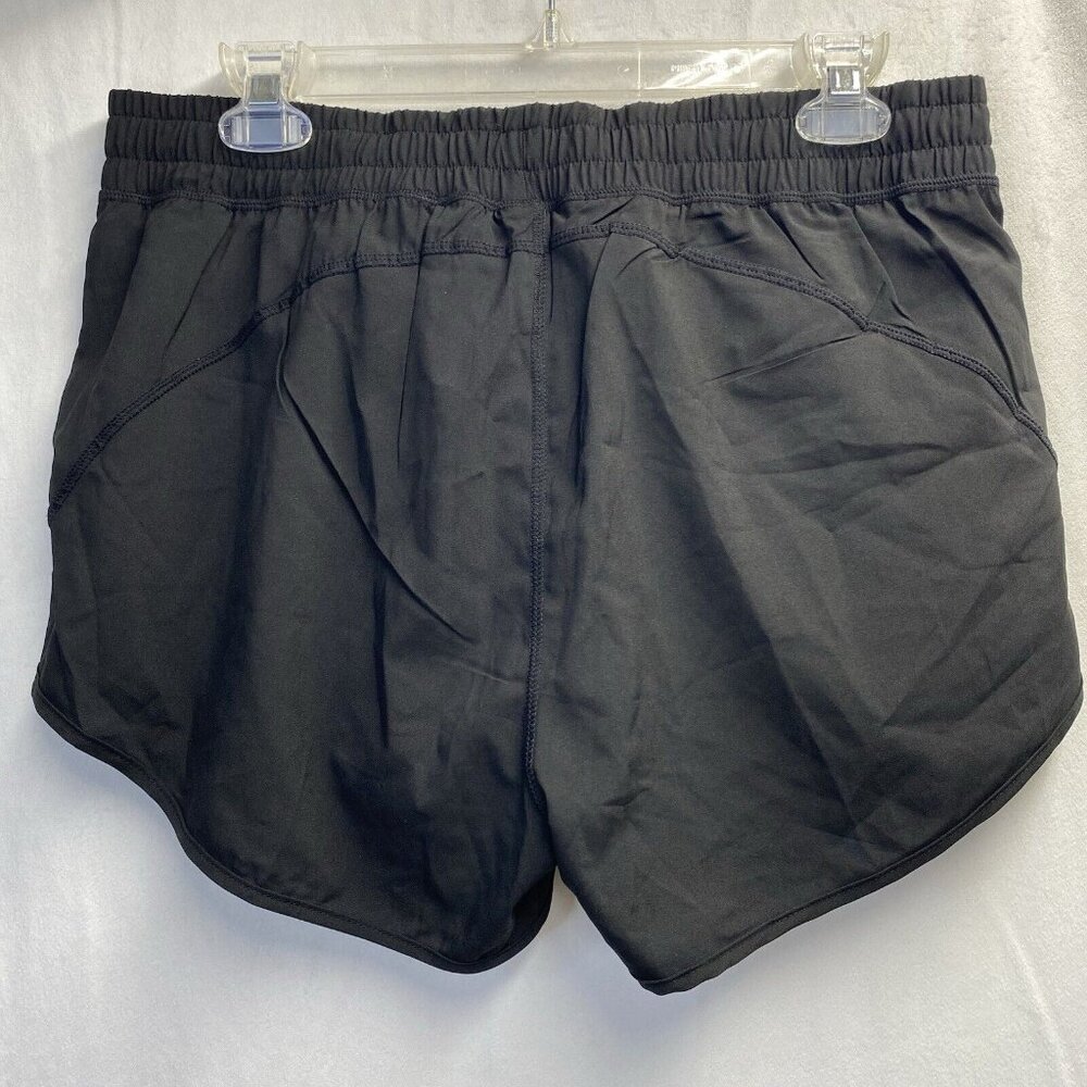 AFITNE Lined Elastic Waist Athletic Running Shorts Women Large Black Zip Pocket - Picture 2 of 14